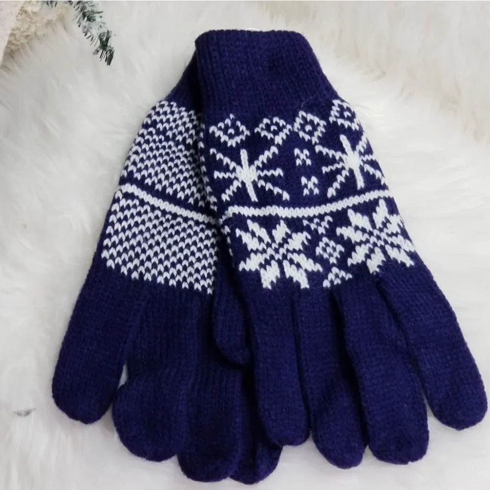 Blue Knitted gloves